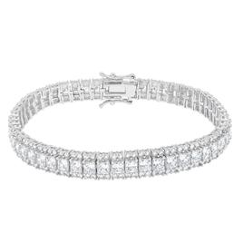 Gianni Argento Silver Plated Diamond Baguette Line Bracelet