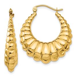 Gold Classics(tm) 14kt.14mm. Gold Scalloped Hoop Earrings