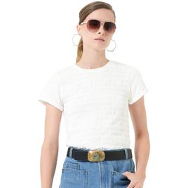 Womens MNK Short Sleeve Ruffle Hem Smocked Blouse