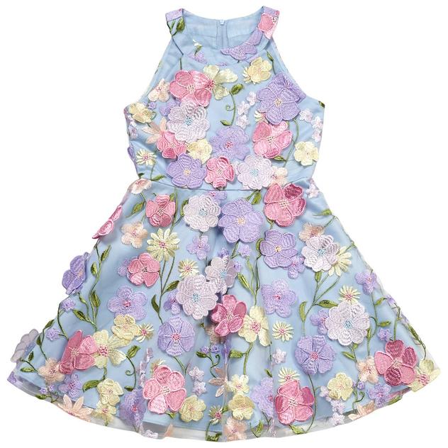 Girls (4-6x) Rare Editions Halter 3D Floral Skater Dress