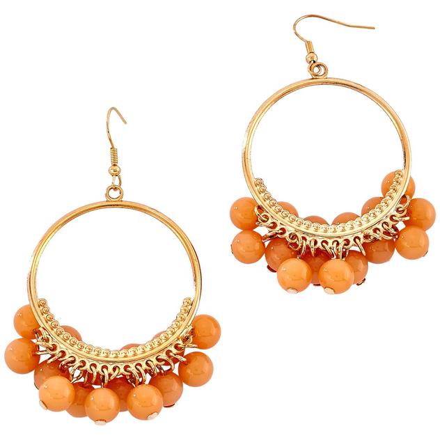 Ashley Cooper™ Gold-Tone Peach Glass Bead Hoop Earrings