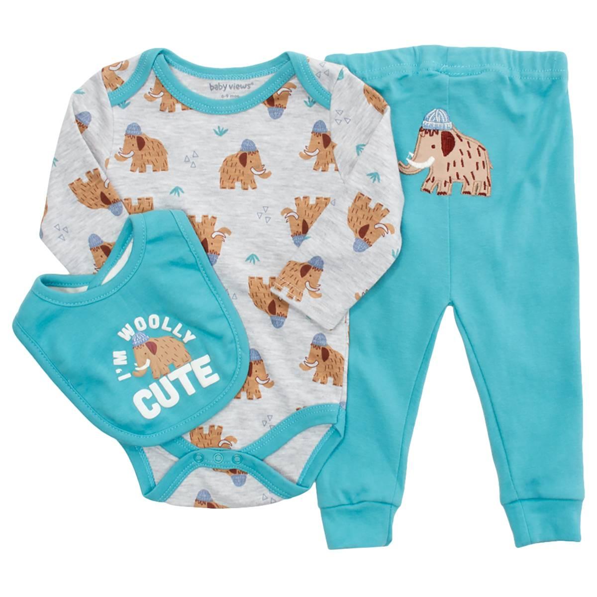 Baby Boy (NB-9M) baby views® 3pc. Woolly Cute Bodysuit Set