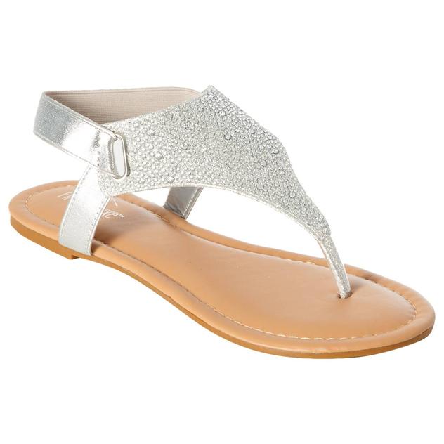 Womens Fifth & Luxe Glitter Mesh Rhinestone Thong Sandals