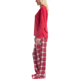 Womens Goodnight Kiss Cozy Up 3pc. Red Plaid Pajama Set