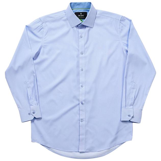Mens Tom Baine Regular Fit Checkered Dress Shirt - White/Blue