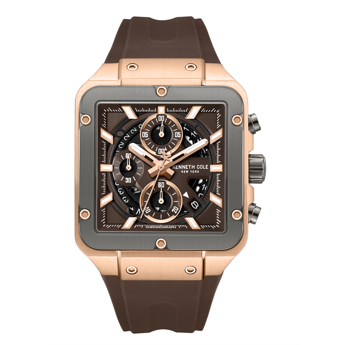 Mens Kenneth Cole New York(R) Chronograph Brown Watch-KCWGO0065502