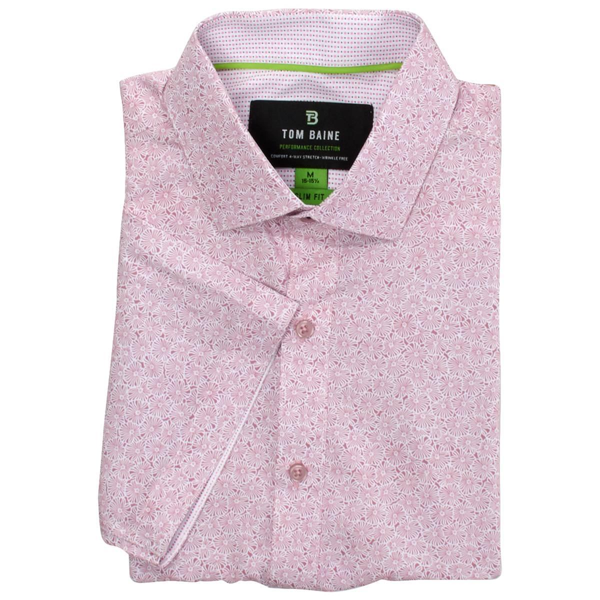 Mens Tom Baine Slim Fit Short Sleeve Dress Shirt - Rose Floral