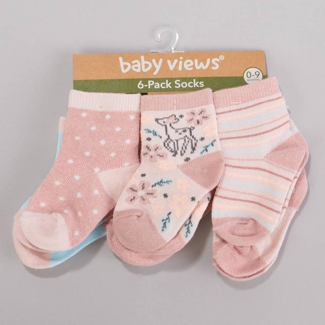 Baby Girl (NB-9M) baby views® 6pk. Floral Deer/Assorted Socks
