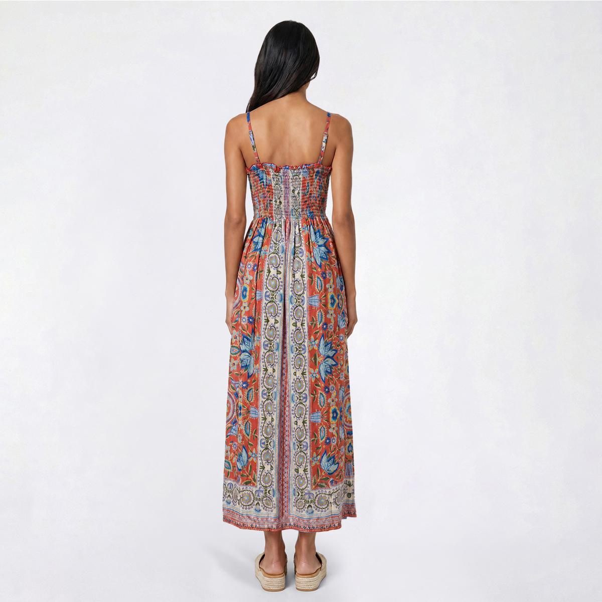 Juniors Angie Wide Strap Patchwork Maxi Dress
