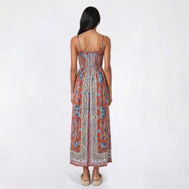 Juniors Angie Wide Strap Patchwork Maxi Dress