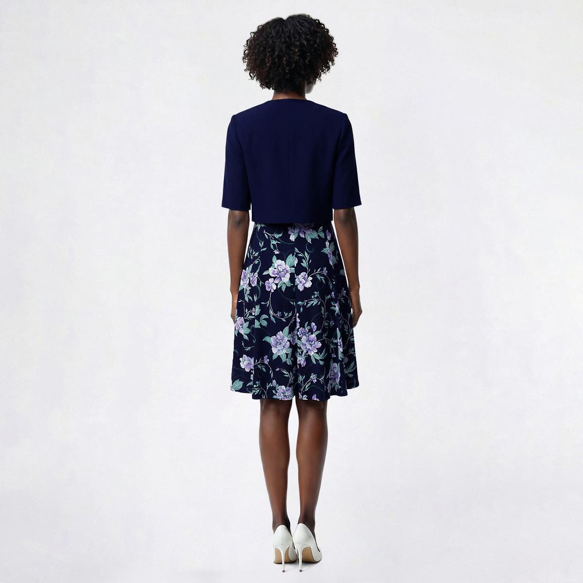 Petite Perceptions Short Sleeve Zip Jacket with Fit & Flare Dress