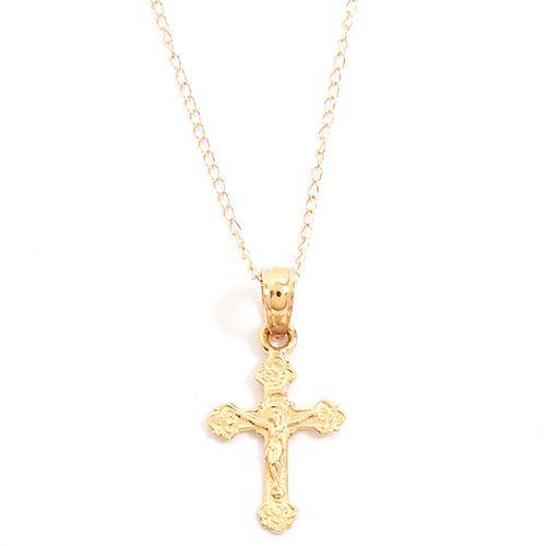 Kids Yellow 14kt. Gold Small Crucifix Necklace