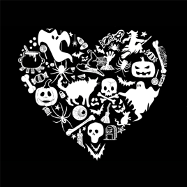 Womens LA Pop Art Halloween Heart Word Art Tee