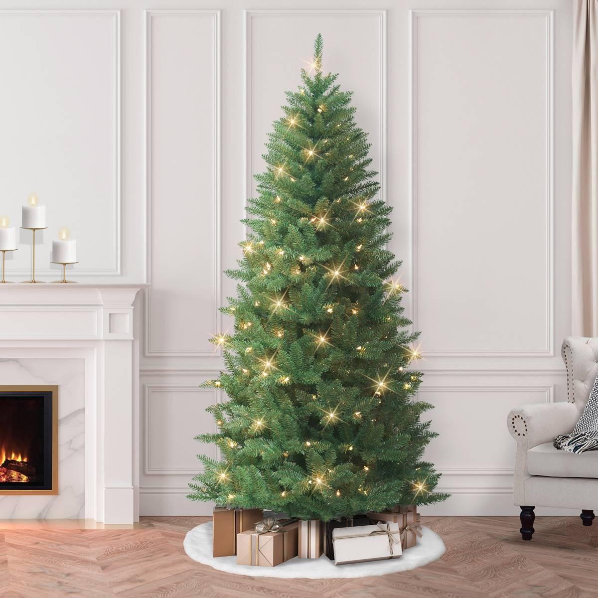 Puleo International 7ft. Pre-Lit Artificial Christmas Pine Tree