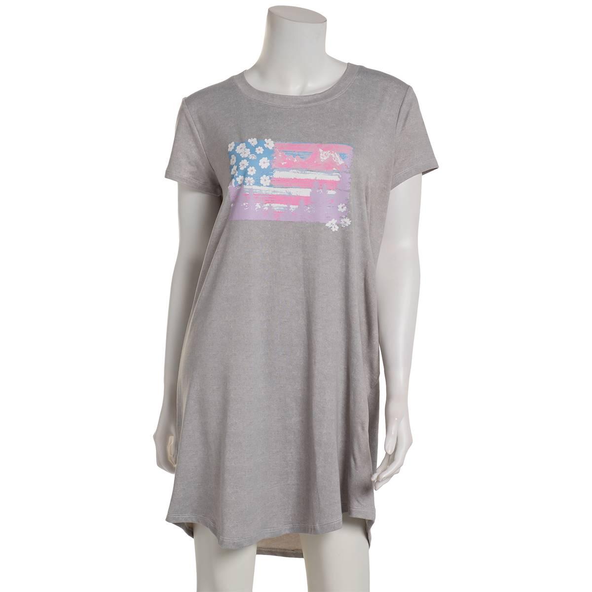 Womens Jaclyn Short Sleeve Patriotic Flag Nightshirt