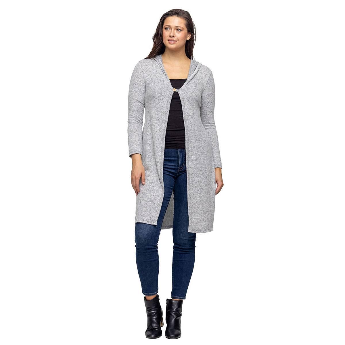 Womens 24/7 Comfort Apparel Long Sleeve Hooded Cardigan Shrug