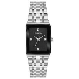 Womens Bulova Quadra Black Dial Bracelet Watch - 96P202
