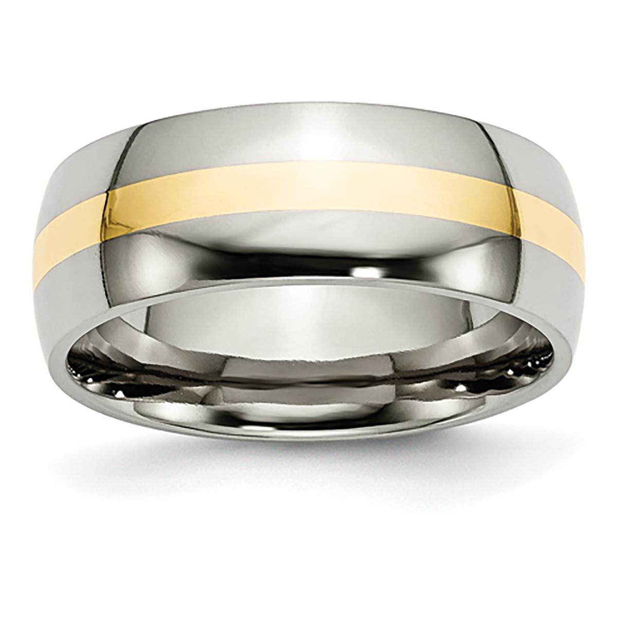 Mens Endless Affection(tm) 14kt. Yellow Gold Inlay 8mm Titanium Band