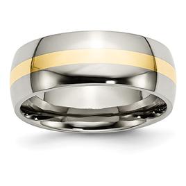 Mens Endless Affection(tm) 14kt. Yellow Gold Inlay 8mm Titanium Band