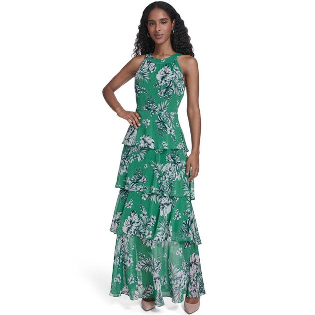 Womens Tommy Hilfiger Sleeveless Halter Neck Tiered Maxi Dress