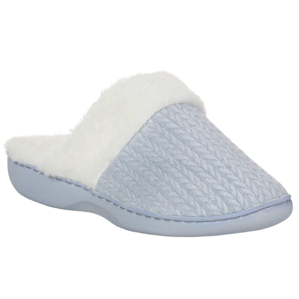 Womens Ella & Joy Knit Faux Fur Slide Slippers