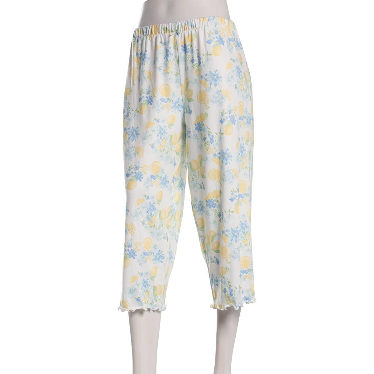 Petite Jessica Simpson Floral Citrus Lettuce Edge Capris