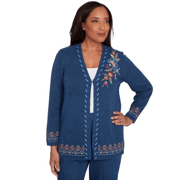 Womens Alfred Dunner Sunset Canyon Floral Embroidery Cardigan