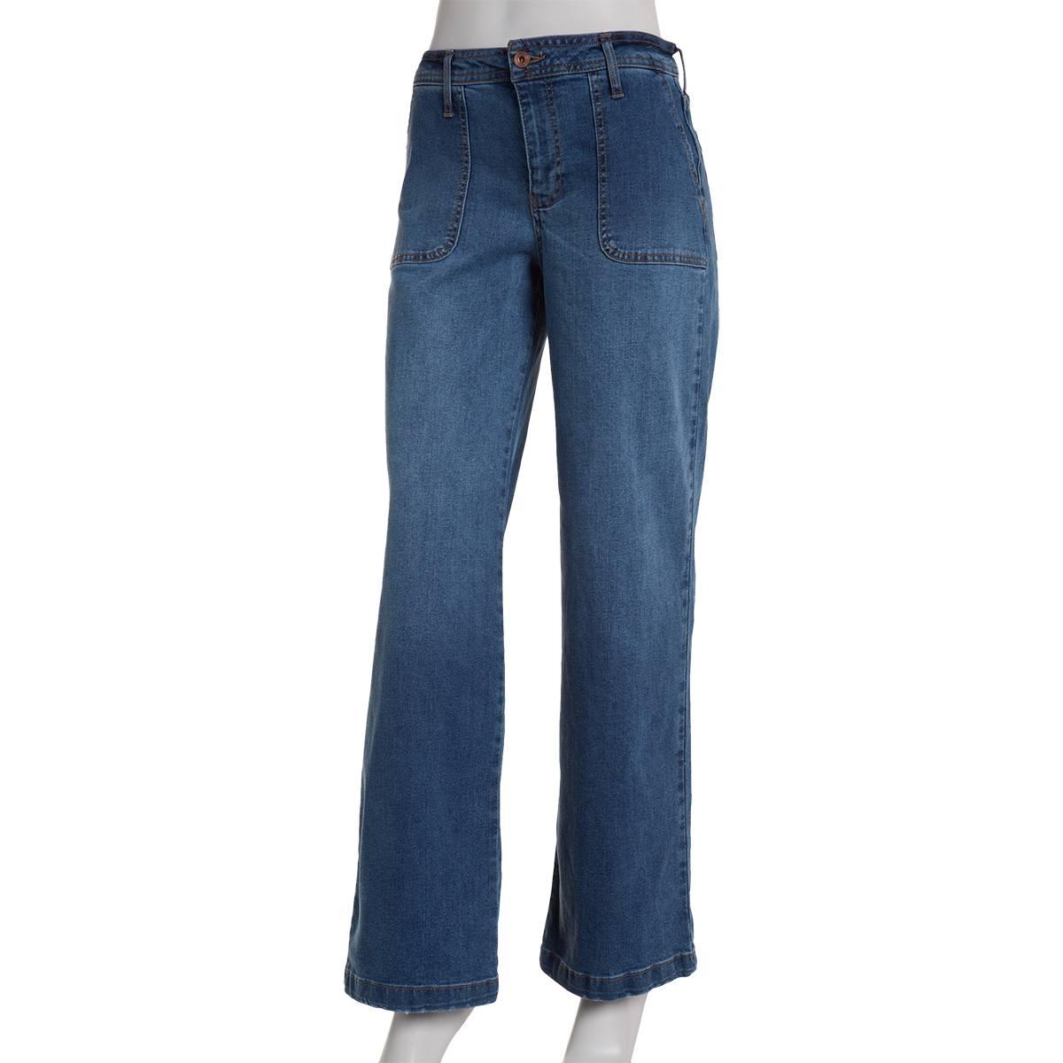 Juniors Celebrity Pink Mid Rise Wide Leg w/ Porkchop Pocket Jeans