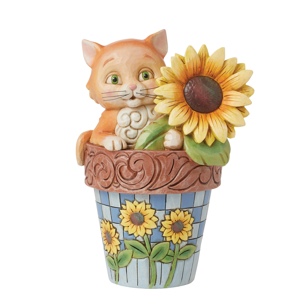 Jim Shore Heartwood Creek Cat in Flowerpot Figurine