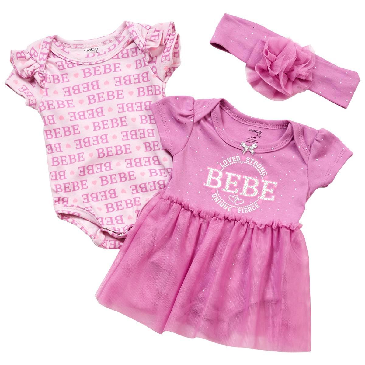Baby Girl (NB-9M) Bebe 2pk. Short Sleeve Loved Bodysuit Set