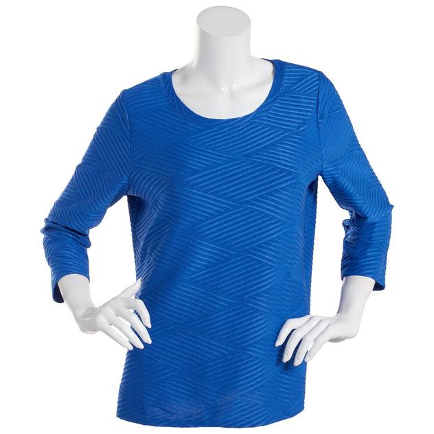 Petite Emily Daniels 3/4 Sleeve Texture Embossed Tee