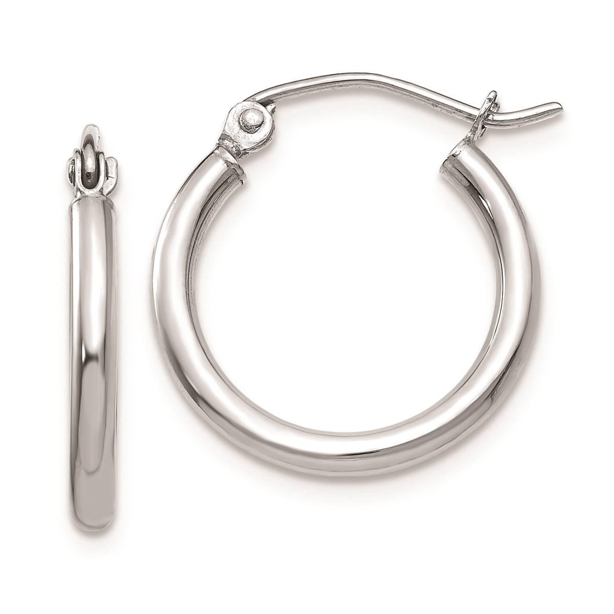 Gold Classics(tm) 10kt. White Gold 13mm Tube Hoop Earrings