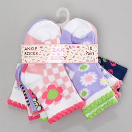 Baby Girl (12-24M) Zak & Zoey 10pr. Daisy Scalloped Ankle Socks