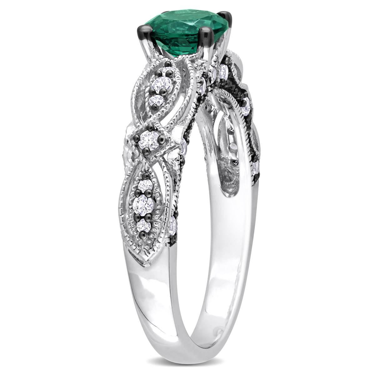 Gemstone Classics™ Lab Created Emerald & White Sapphire Ring