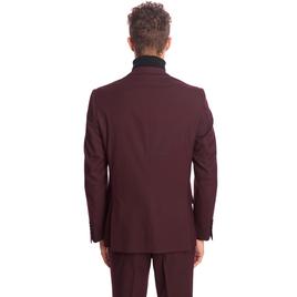 Mens Paisley & Gray Solid Notch Suit Jacket - Burgundy Wine