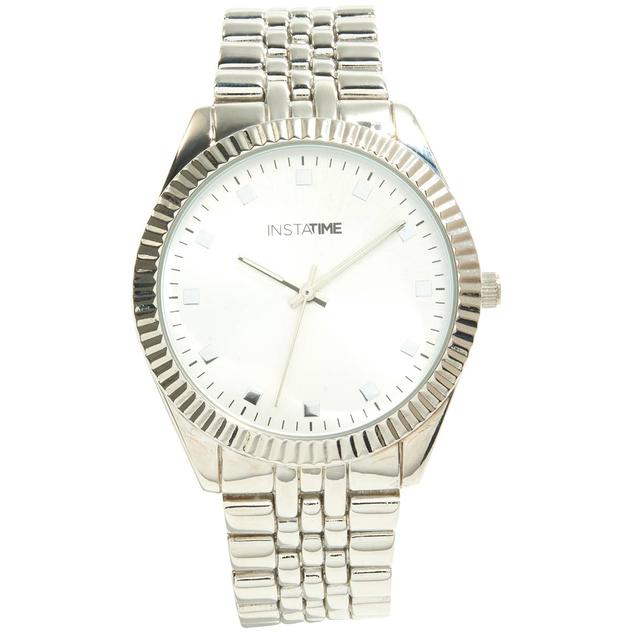 Unisex Instatime Silver-Tone Coin Edge Bracelet Watch - PT2010