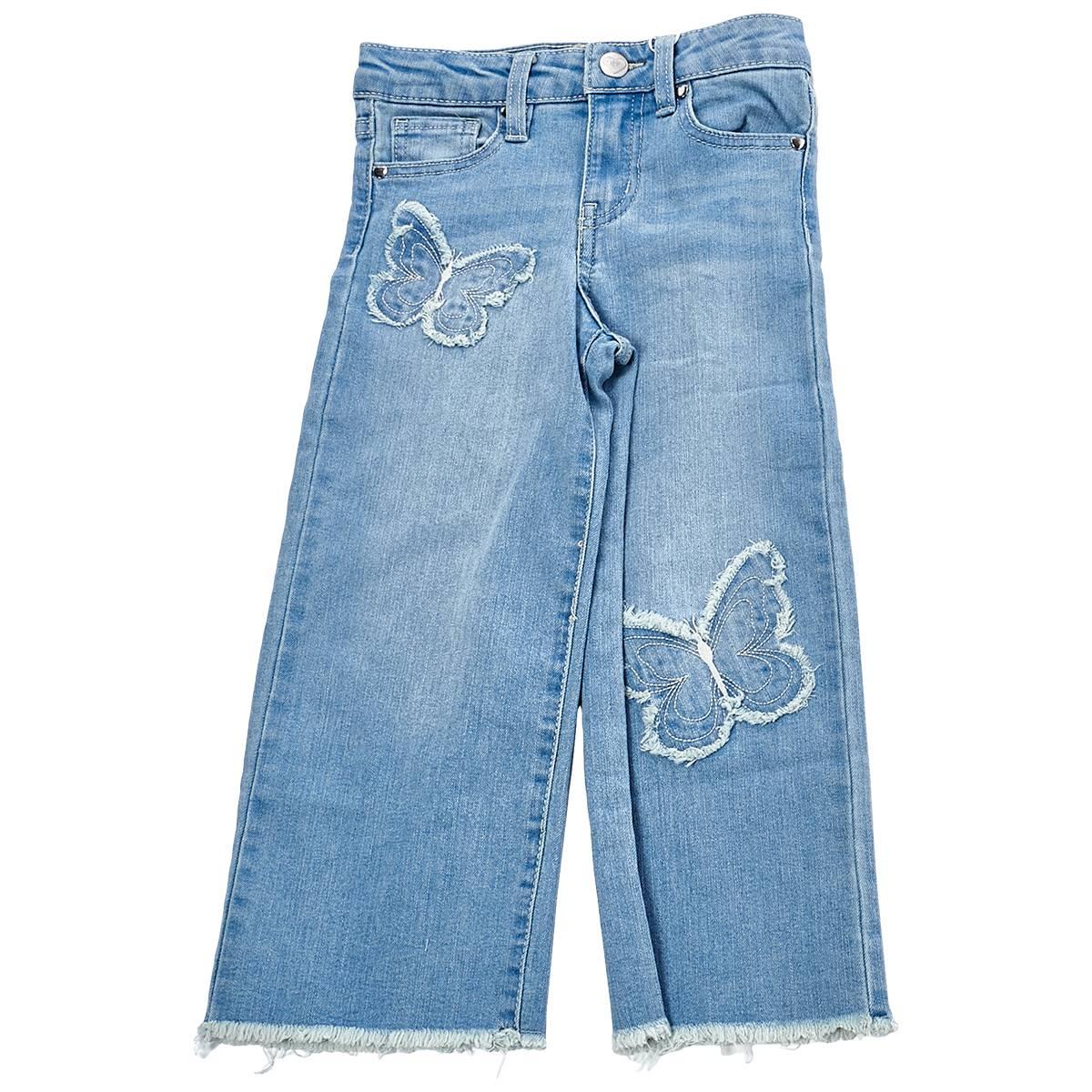Girls (4-6x) YMI® Butterfly Patch 5 Pocket Wide Leg Jeans