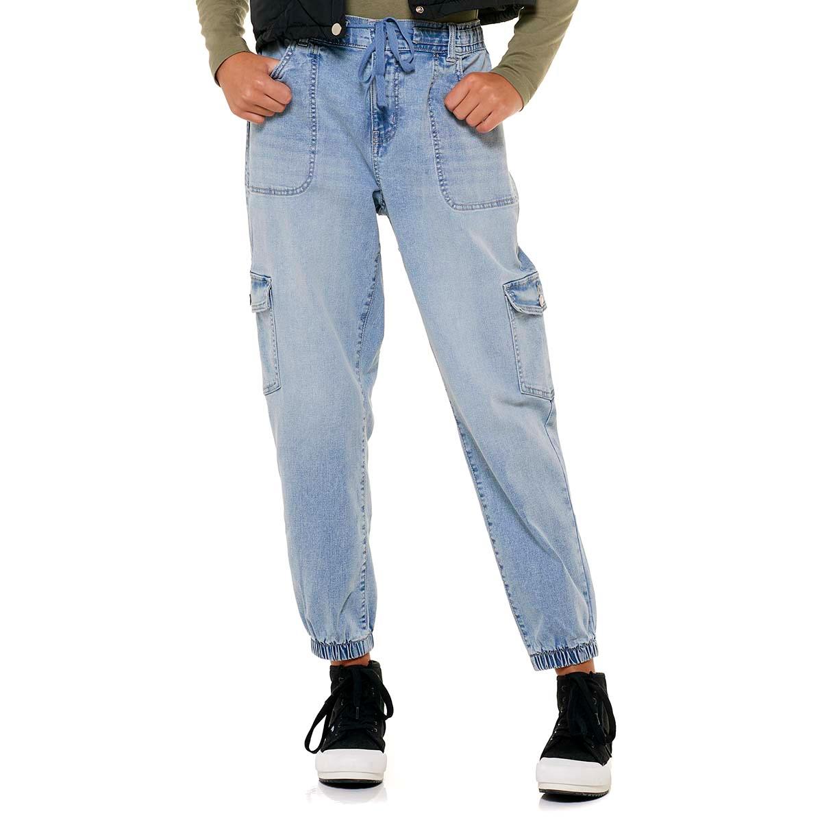 Juniors Celebrity Pink Mid Rise Jogger Cargo Jeans
