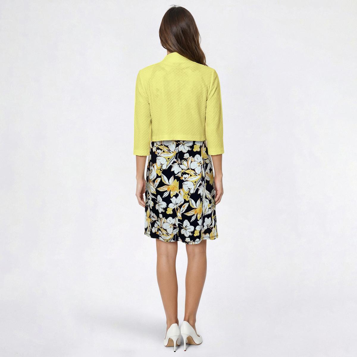 Petite Perceptions 3/4 Sleeve Texture Floral Jacket Dress