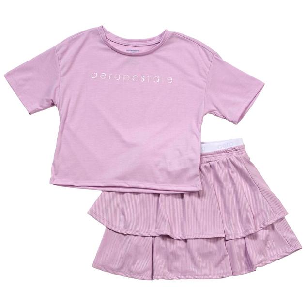 Girls (7-12) Aeropostale Short Sleeve Tee w/ Ruffled Skort