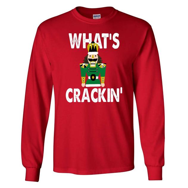 Young Mens What's Crackin' Christmas Long Sleeve Tee