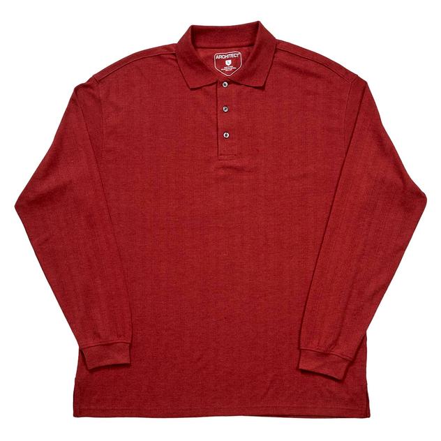 Mens Architect® Drop Needle Long Sleeve Interlock Polo