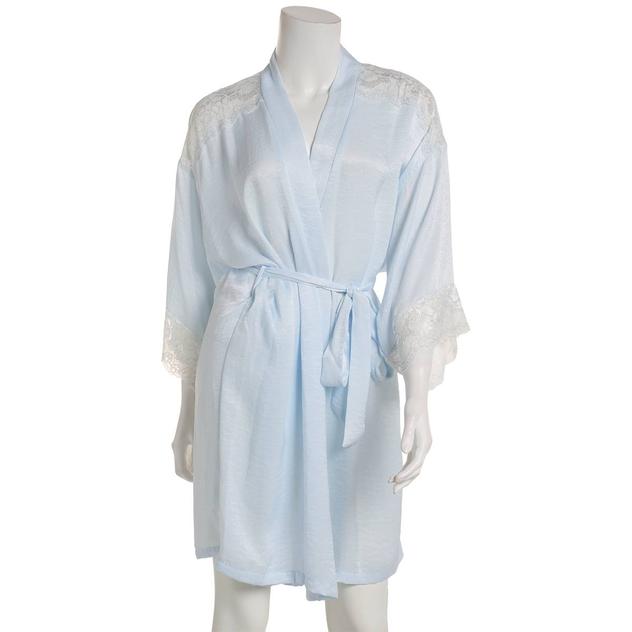 Womens Linea Donatella 3/4 Sleeve Satin Wrap Robe