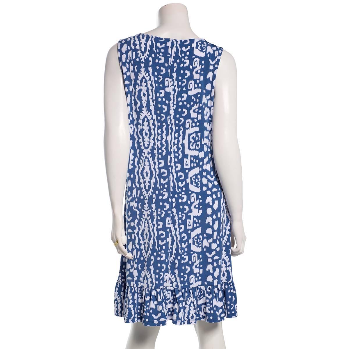 Womens MSK Sleeveless Abstract Ruffle Hem Shift Dress