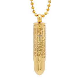 Mens Gold Plated Our Father Prayer Bullet Pendant