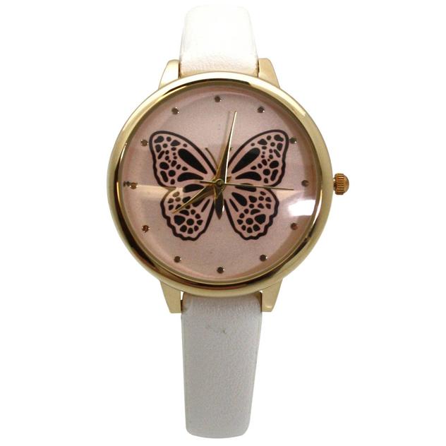 Womens Olivia Pratt™ Faux Leather Butterfly Face Watch - A916767