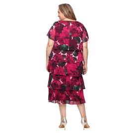 Plus Size SLNY Short Sleeve Tiered Floral Midi Dress