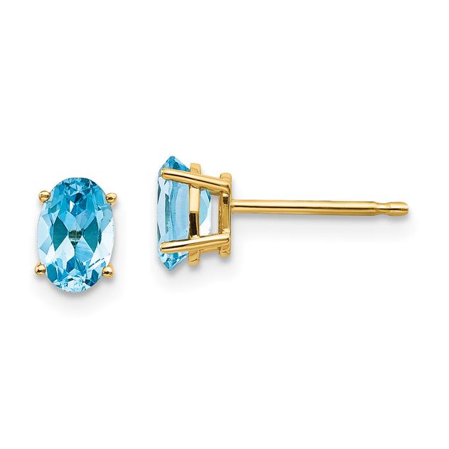 Gemstone Classics™ Yellow Gold 6mm. Blue Topaz Earrings