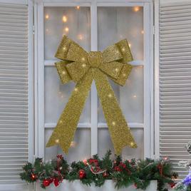 Northlight Seasonal 24in. LED Gold Tinsel Christmas Bow Décor