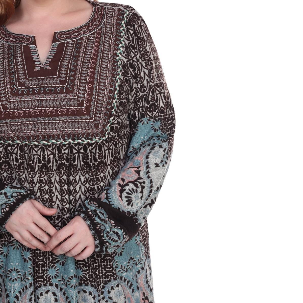 Plus Size White Mark Phebe Embroidered Sweater Dress